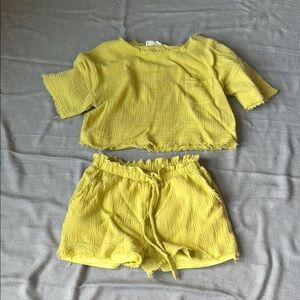 Yellow Women's Shorts Set